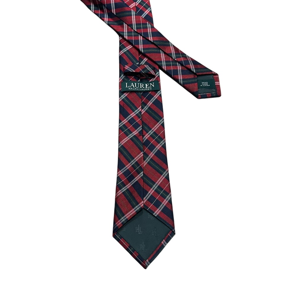 Lauren Ralph Lauren Mens Necktie Red Plaid Classic Business Career